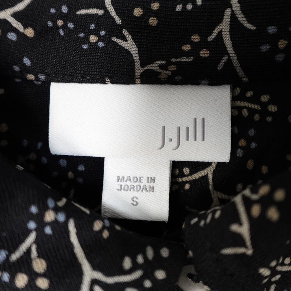 J. Jill Top Womens‎ Small Tunic Button Front Floral Long Sleeve Casual Black - Picture 3 of 10
